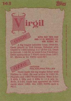 1985 Topps #143 Ossie Virgil / Ozzie Virgil Back
