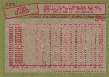 1985 Topps #221 Ron Reed Back