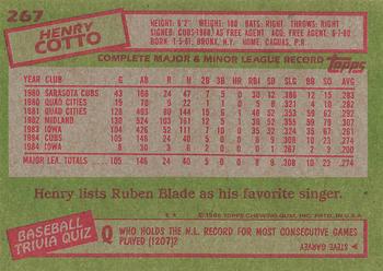 1985 Topps #267 Henry Cotto Back