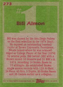 1985 Topps #273 Bill Almon Back