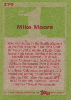 1985 Topps #279 Mike Moore Back