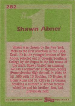 1985 Topps #282 Shawn Abner Back