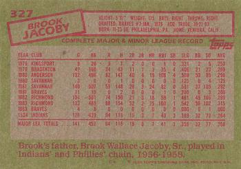 1985 Topps #327 Brook Jacoby Back