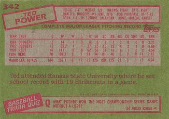 1985 Topps #342 Ted Power Back