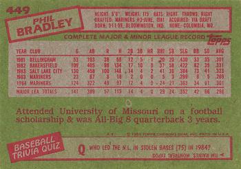 1985 Topps #449 Phil Bradley Back