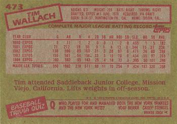1985 Topps #473 Tim Wallach Back