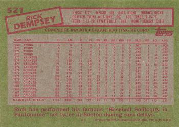 1985 Topps #521 Rick Dempsey Back