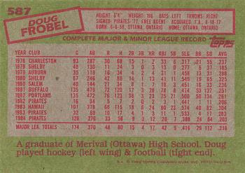 1985 Topps #587 Doug Frobel Back