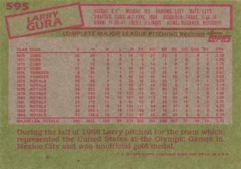 1985 Topps #595 Larry Gura Back