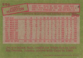 1985 Topps #596 Jerry Hairston Back