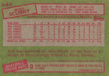 1985 Topps #641 Rod Scurry Back