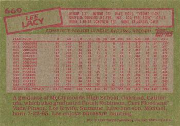 1985 Topps #669 Lee Lacy Back