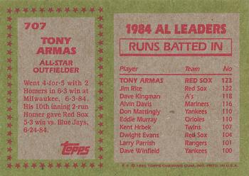 1985 Topps #707 Tony Armas Back