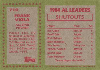 1985 Topps #710 Frank Viola Back