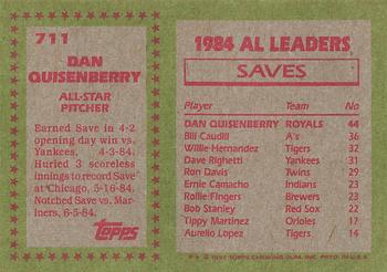 1985 Topps #711 Dan Quisenberry Back