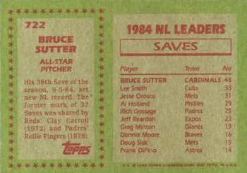 1985 Topps #722 Bruce Sutter Back