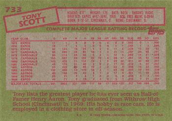 1985 Topps #733 Tony Scott Back
