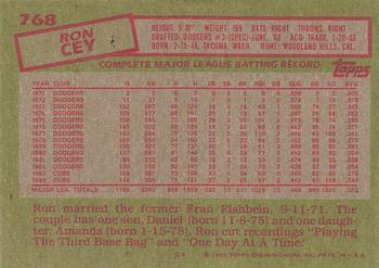 1985 Topps #768 Ron Cey Back