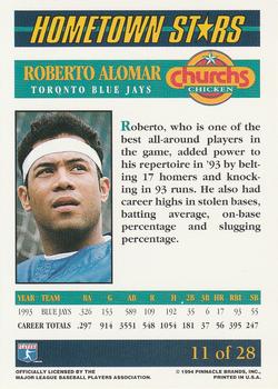 1994 Pinnacle Church's Hometown Stars #11 Roberto Alomar Back