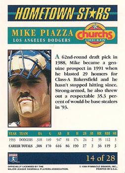 1994 Pinnacle Church's Hometown Stars #14 Mike Piazza Back