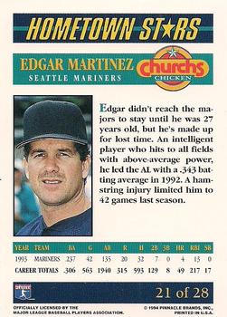 1994 Pinnacle Church's Hometown Stars #21 Edgar Martinez Back