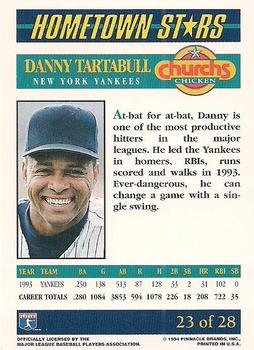 1994 Pinnacle Church's Hometown Stars #23 Danny Tartabull Back