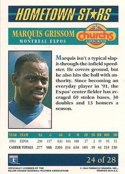 1994 Pinnacle Church's Hometown Stars #24 Marquis Grissom Back