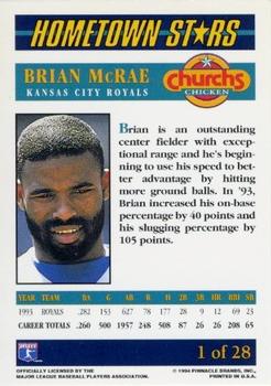 1994 Pinnacle Church's Hometown Stars - Gold #1 Brian McRae Back