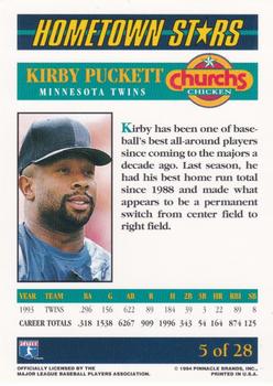 1994 Pinnacle Church's Hometown Stars - Gold #5 Kirby Puckett Back