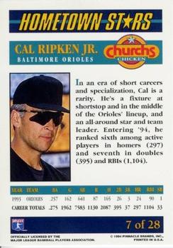 1994 Pinnacle Church's Hometown Stars - Gold #7 Cal Ripken Jr. Back