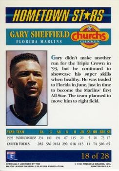 1994 Pinnacle Church's Hometown Stars - Gold #18 Gary Sheffield Back
