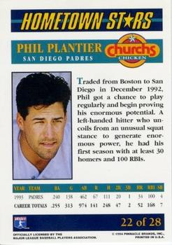 1994 Pinnacle Church's Hometown Stars - Gold #22 Phil Plantier Back