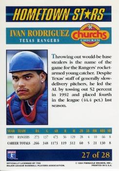 1994 Pinnacle Church's Hometown Stars - Gold #27 Ivan Rodriguez Back