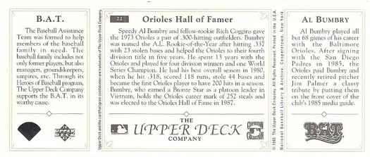 1993 Upper Deck All-Time Heroes #22 Al Bumbry Back
