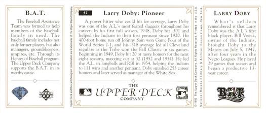 1993 Upper Deck All-Time Heroes #42 Larry Doby Back