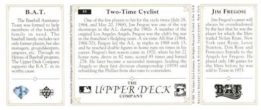 1993 Upper Deck All-Time Heroes #55 Jim Fregosi Back