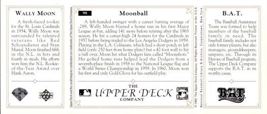 1993 Upper Deck All-Time Heroes #98 Wally Moon Back