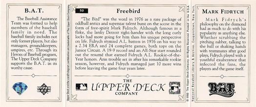 1993 Upper Deck All-Time Heroes #50 Mark Fidrych Back