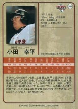 2004 BBM Yomiuri Giants 70th Anniversary #81 Kohei Oda Back