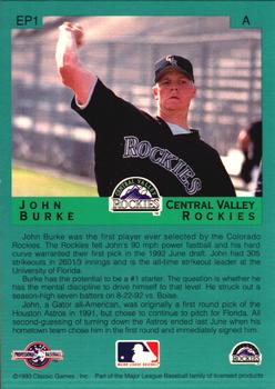 1993 Classic Best - Expansion #1 Picks #EP1 John Burke Back