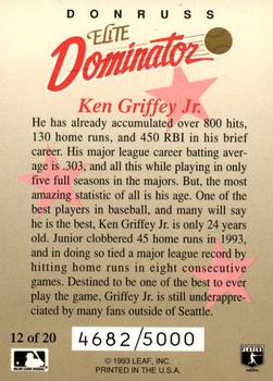 1993 Donruss - Elite Dominators #12 Ken Griffey Jr. Back