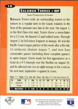 1994 Collector's Choice - Silver Signature #19 Salomon Torres Back