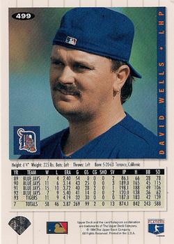 1994 Collector's Choice - Silver Signature #499 David Wells Back