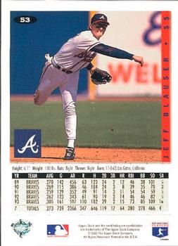 1994 Collector's Choice - Silver Signature #53 Jeff Blauser Back