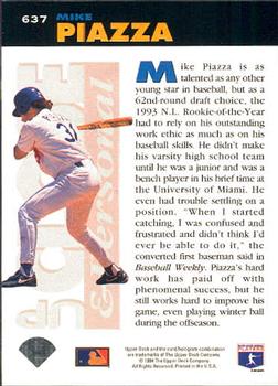 1994 Collector's Choice - Silver Signature #637 Mike Piazza Back