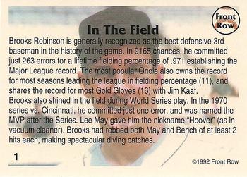 1992 Front Row All-Time Greats Brooks Robinson #1 Brooks Robinson Back