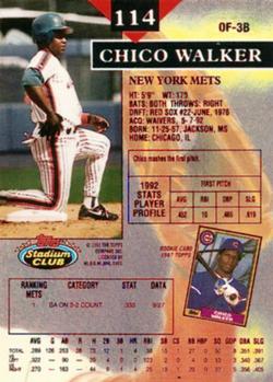 1993 Stadium Club - First Day Production #114 Chico Walker Back