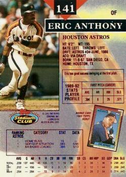 1993 Stadium Club - First Day Production #141 Eric Anthony Back