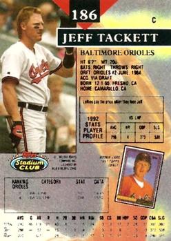 1993 Stadium Club - First Day Production #186 Jeff Tackett Back
