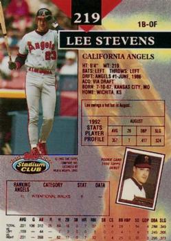 1993 Stadium Club - First Day Production #219 Lee Stevens Back